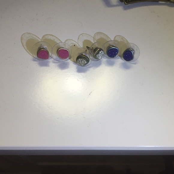 3 faux gem/crystal earrings