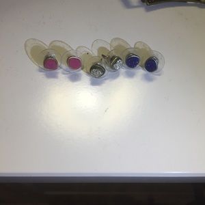 3 faux gem/crystal earrings