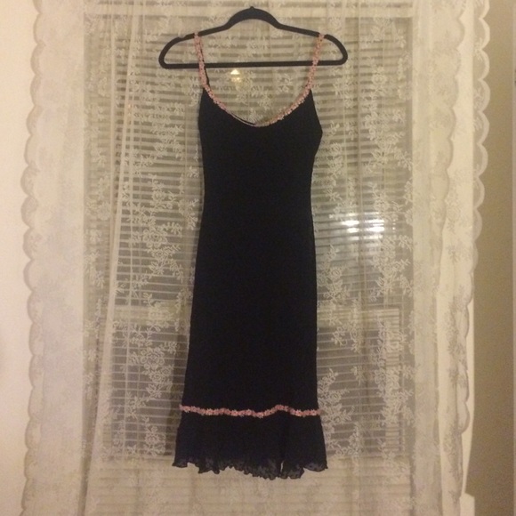 Betsey Johnson slip dress with pink daisy border
