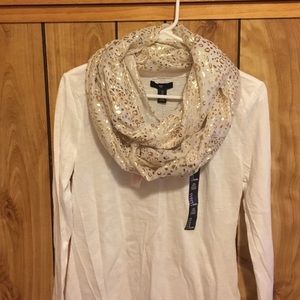 White and gold leopard print infinity scarf