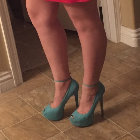 Teal platform heels