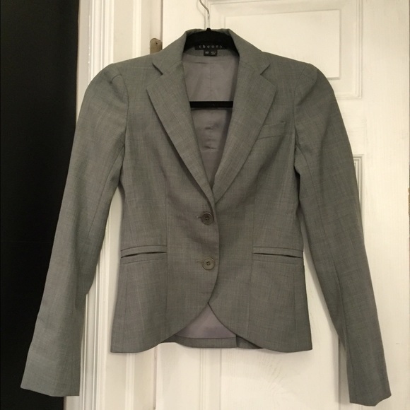 SOLD Theory Heather Gray Wool Blend Blazer 00 - Picture 1 of 4