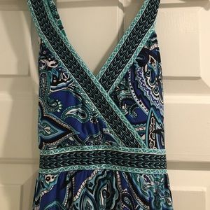 Blue and aqua paisley maxi dress