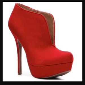 Red suede ankle booties