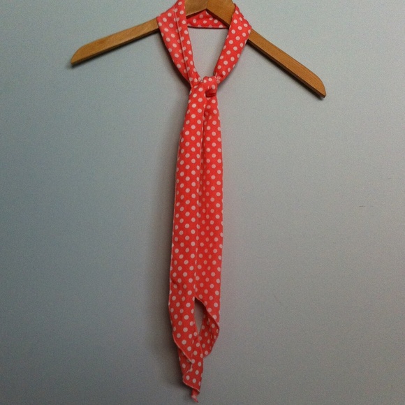 Pink with white polka dot scarf