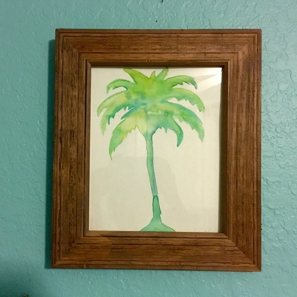 Palm Tree Watercolor Wooden Frame