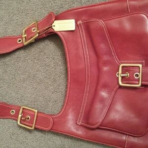 Coach Red Leather Saddle Bag
