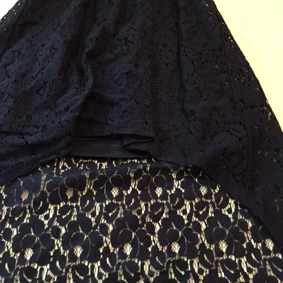 Dark Blue Lace High-low Dress - Picture 3 of 3