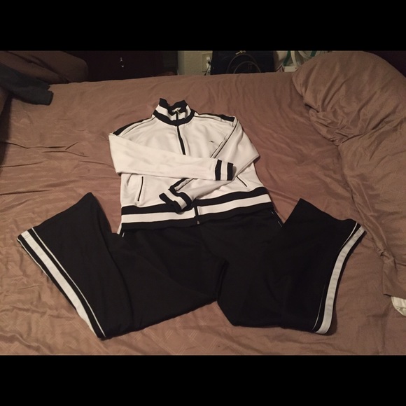 Black and white track suit