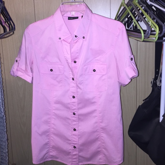 Pink short sleeved button down