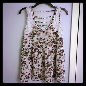 Floral lace tank