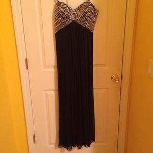 Black studded strapless dress