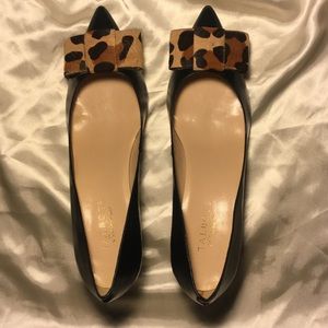 Dahlila Black Leather Kitten Heel