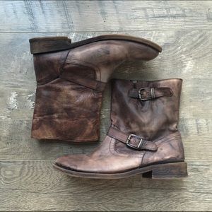 Brown leather boots