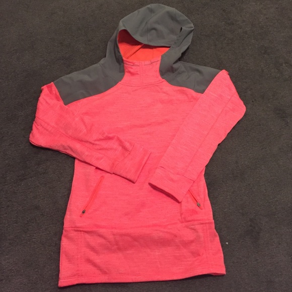 Northface pullover, bright orange and grey. Small