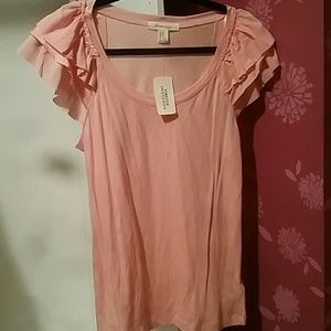 Peach flutter sleeve shirt