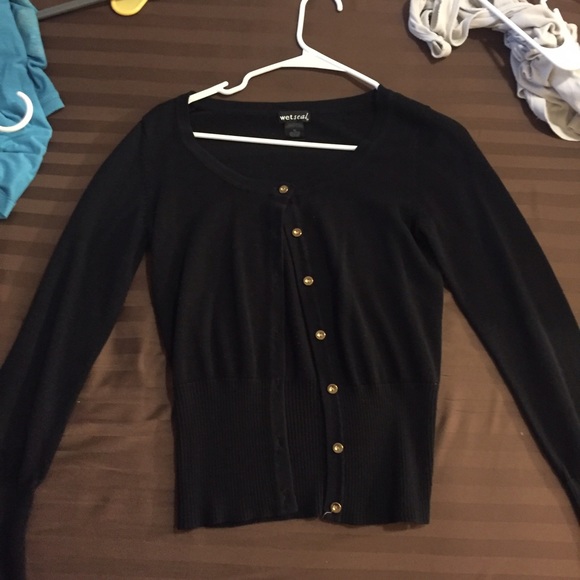 Black cardigan sweater