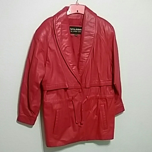Red leather coat