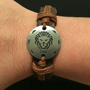 Zodiac sign leather bracelet  (leo)