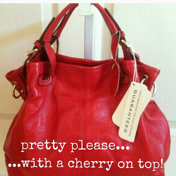 LeiC Handbags - Cherry Red Italian Leather Crossbody/Satchel