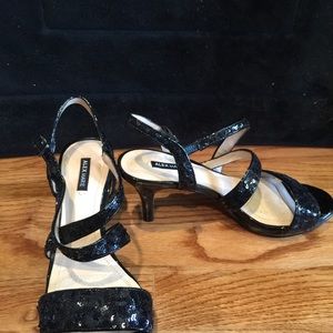 Black sequence heels.