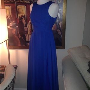 Long royal blue dress with a full skirt