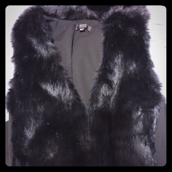 **Black Fur trimmed long vest