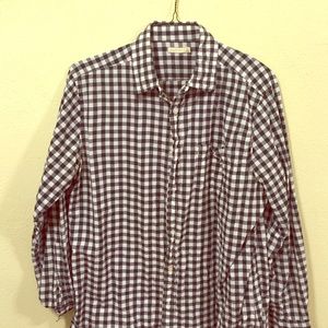 Men's large gingham check button down shirt