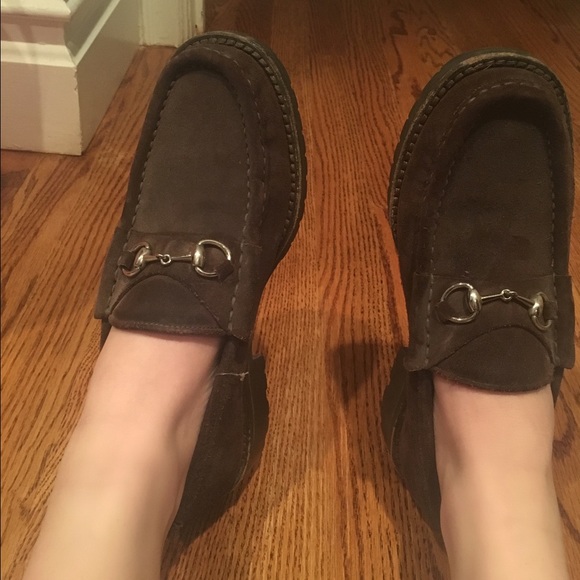 BROWN SUEDE GUCCI LOAFERS