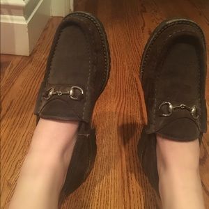 BROWN SUEDE GUCCI LOAFERS