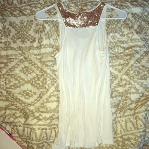 White w/ Gold Sequins Tank