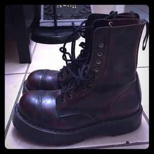 Grinders lace up combat boots real leather