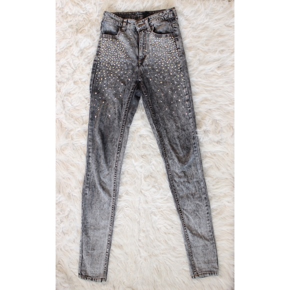 High-Waisted Acid Wash Skinny Jeans