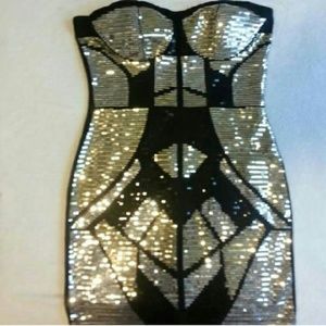 Sequin Gold & Silver & Black Bodycon