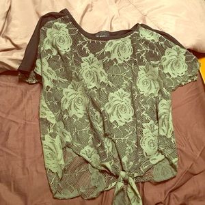 Lace Army Green Top