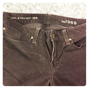 Gray, corduroy GAP jeans.