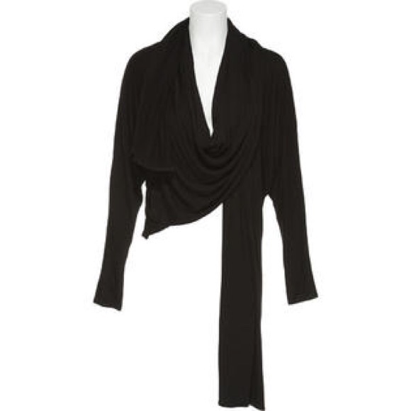 $108 TEMPER Shawl Collar Convertible Wrap Top - XS