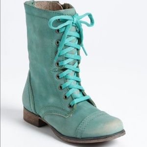 Steve Madden troopa combat boot green leather
