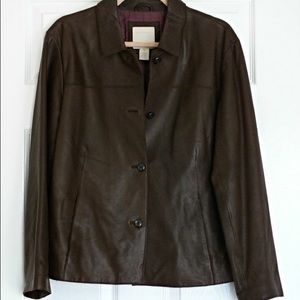 J Jill Soft Brown Leather Jacket