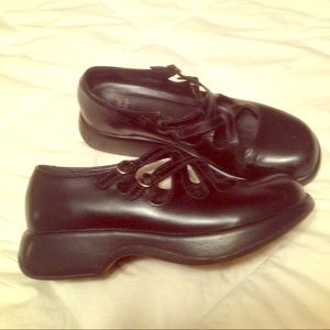 Dansko Black Leather Double Strapped Mary Janes