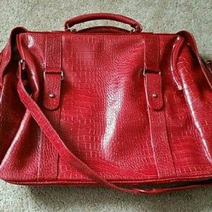 Bath and Body Works Red Faux crocodile Tote Bag