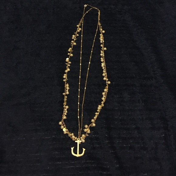 Loft anchor and pearl necklaces