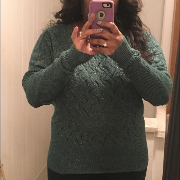 Teal sweater with gold flecks