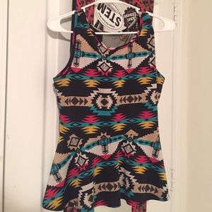TRIBAL PRINT PEPLUM TOP 🐯