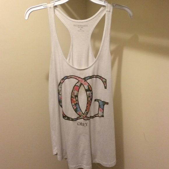OBEY white racer back tank top - Picture 1 of 1