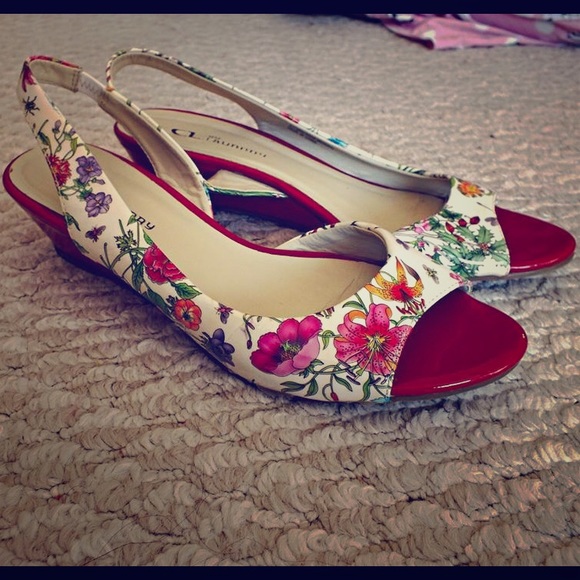 Chinese Laundry Floral Slingback Wedges
