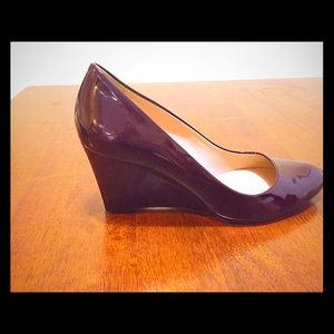 J. Crew Martina Patent Leather Wedges Garnet Flame