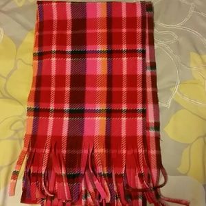 Multicolored plaid fleece scarf