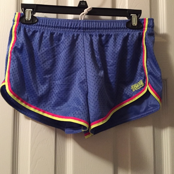 blue/purple running shorts