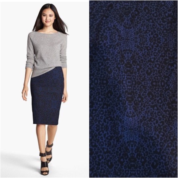 Halogen animal print midi pencil skirt
